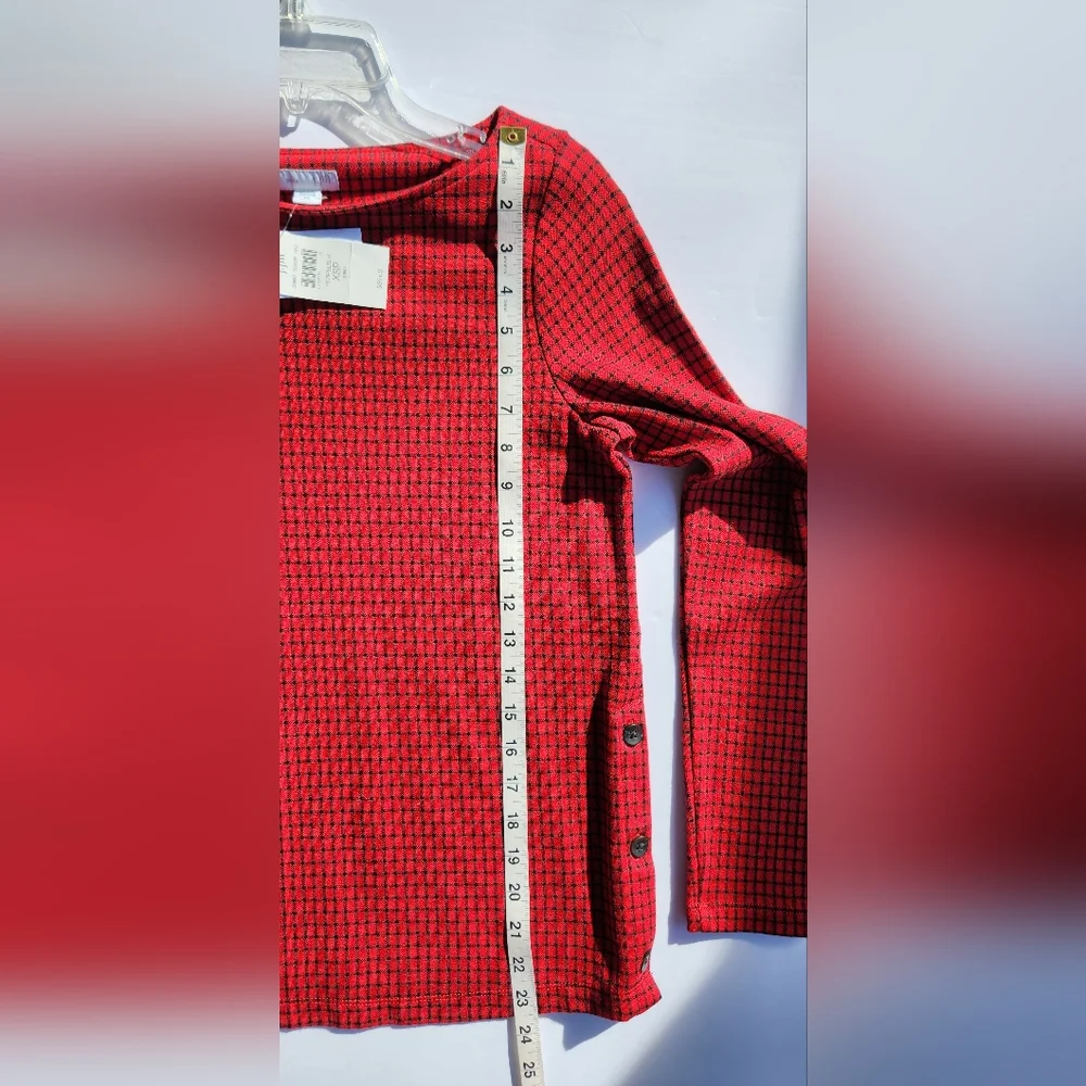 J. Jill Ponte Knit Top | Red & Black | Women's Size XSP NWT - Picture 9 of 12